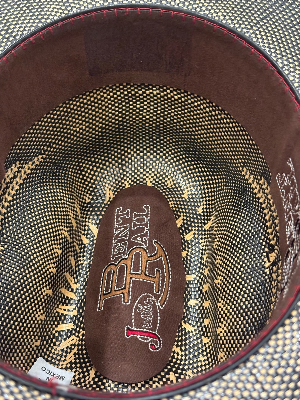 Justin Brown & Black Vented Straw Cowboy Hat / Western Rodeo Ranch Style - Picture 13 of 13